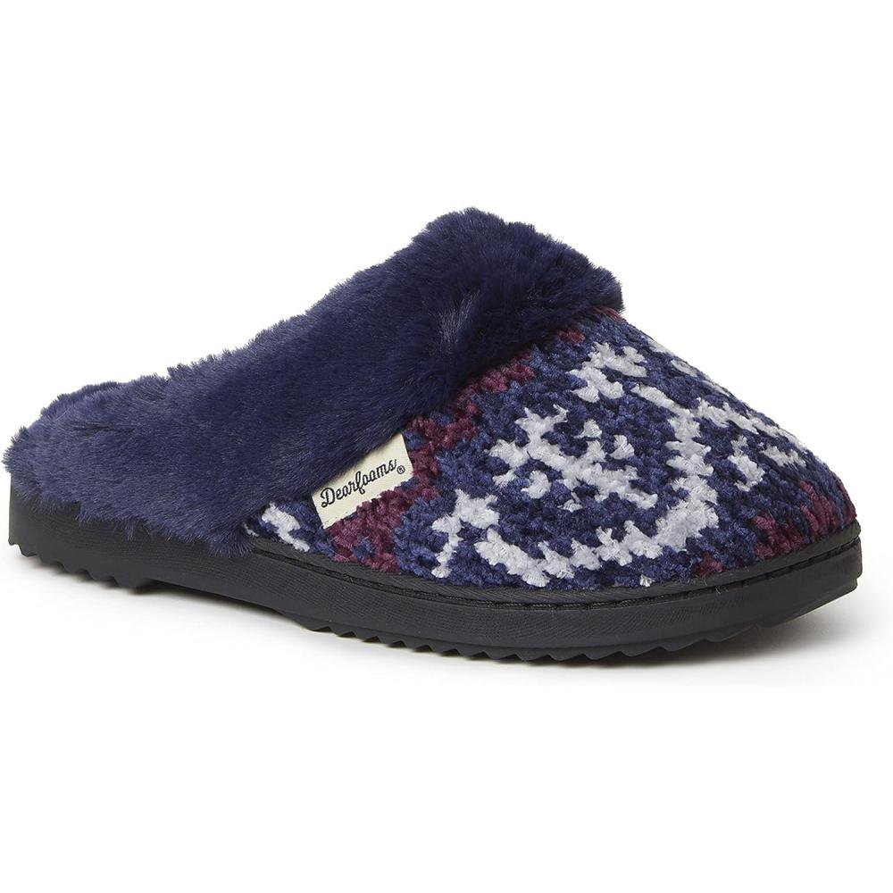 imageDearfoams womens Allison Chenille Fairisle ScuffPeacoat