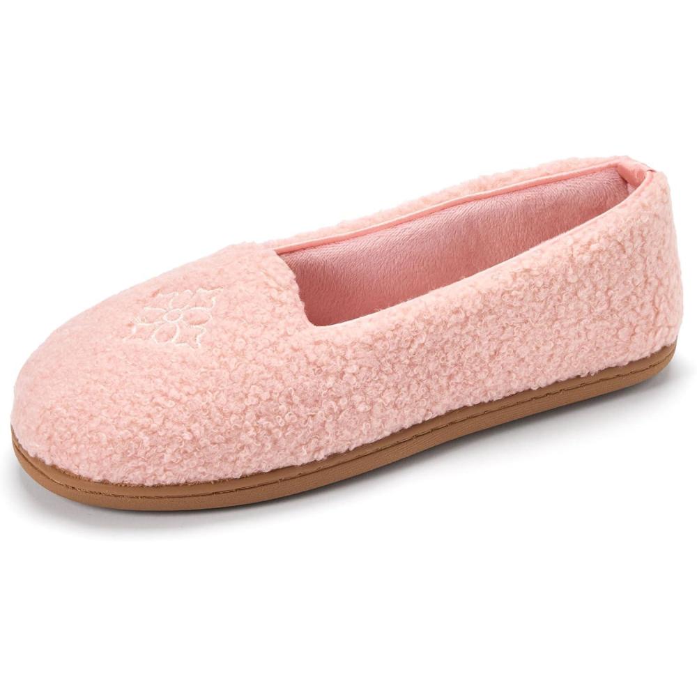 imageDearfoams womens Rebecca Soft Memory Foam Lightweight House Shoes With Wide WidthsPink Sherpa