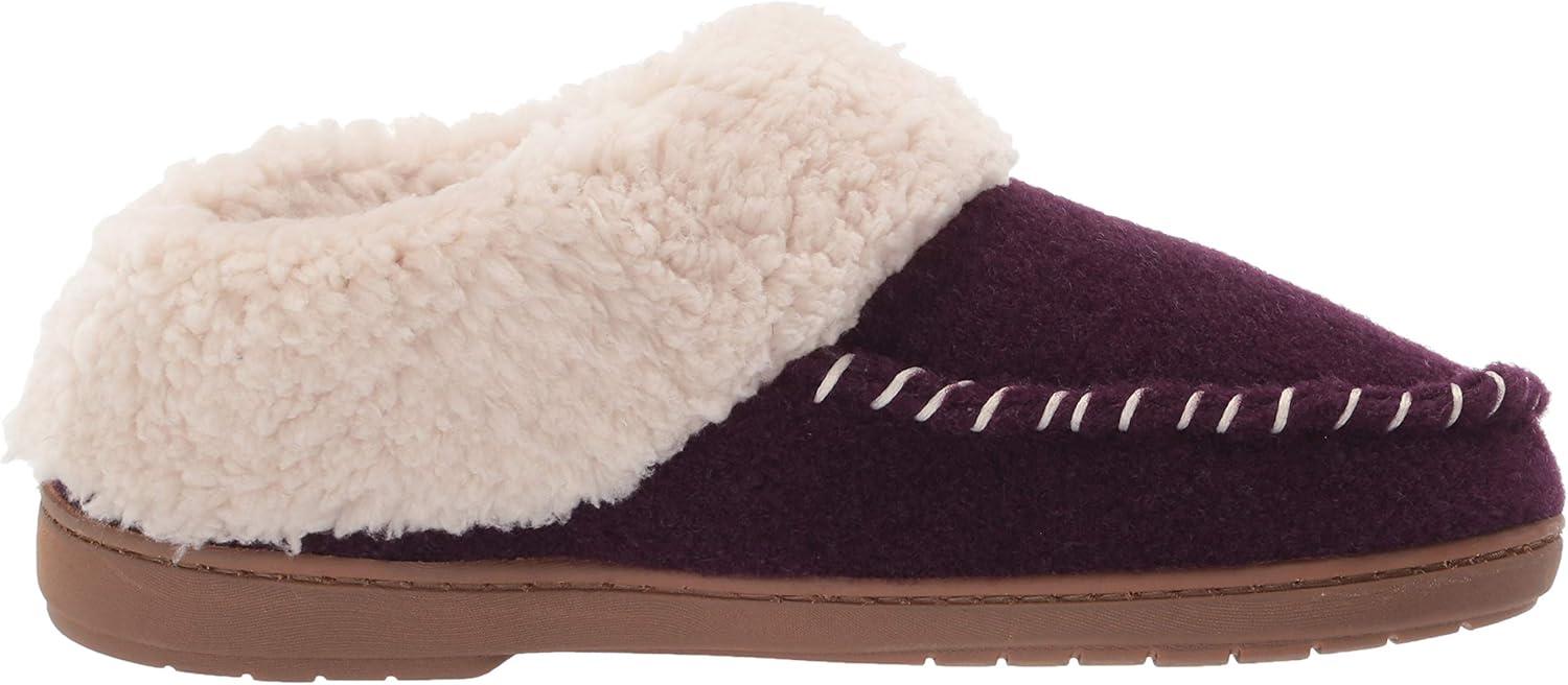 imageDearfoams Womens Elaine Blanket Plaid Moc Toe Clog SlipperAubergine
