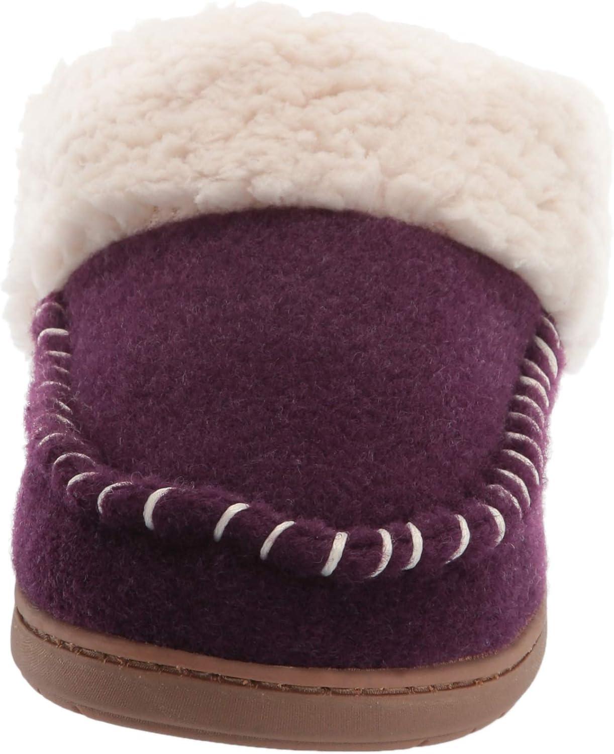 imageDearfoams Womens Elaine Blanket Plaid Moc Toe Clog SlipperAubergine