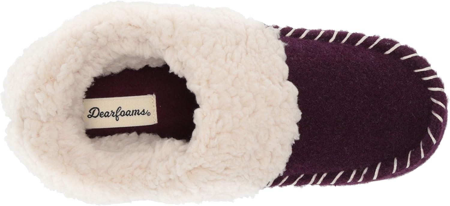 imageDearfoams Womens Elaine Blanket Plaid Moc Toe Clog SlipperAubergine
