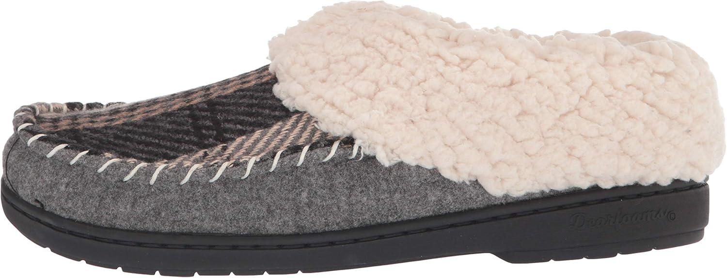 imageDearfoams Womens Elaine Blanket Plaid Moc Toe Clog SlipperExcalibur