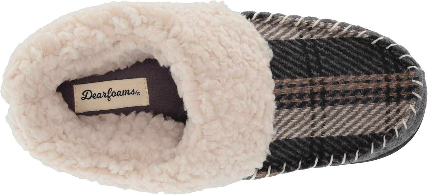 imageDearfoams Womens Elaine Blanket Plaid Moc Toe Clog SlipperExcalibur