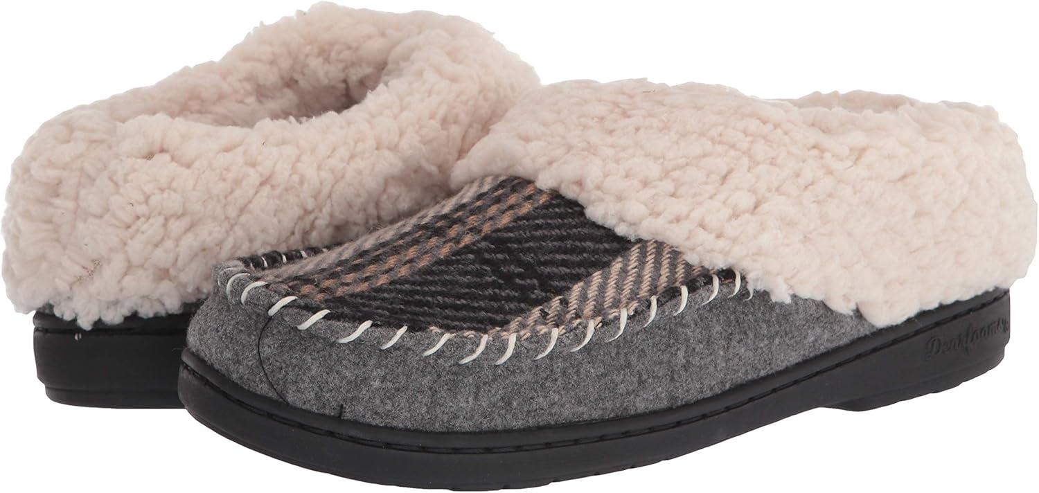 imageDearfoams Womens Elaine Blanket Plaid Moc Toe Clog SlipperExcalibur