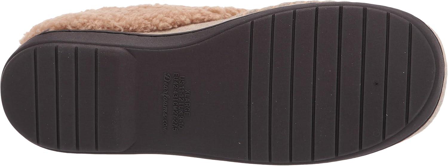imageDearfoams Womens Elaine Blanket Plaid Moc Toe Clog SlipperLatte