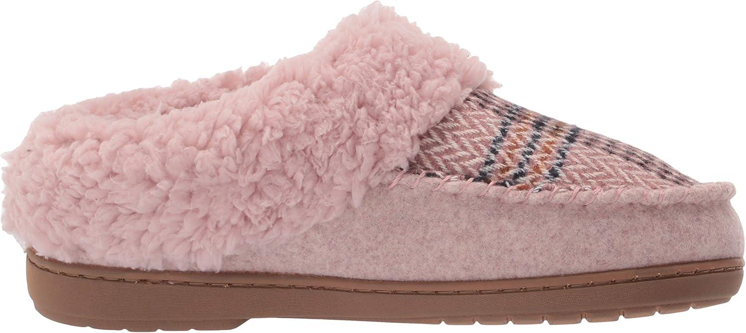 imageDearfoams Womens Elaine Blanket Plaid Moc Toe Clog SlipperPale Mauve