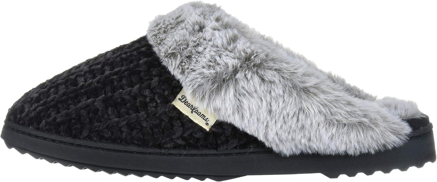 imageDearfoams womens Allison Fairisle Or Solid Chenille Knit ScuffBlack