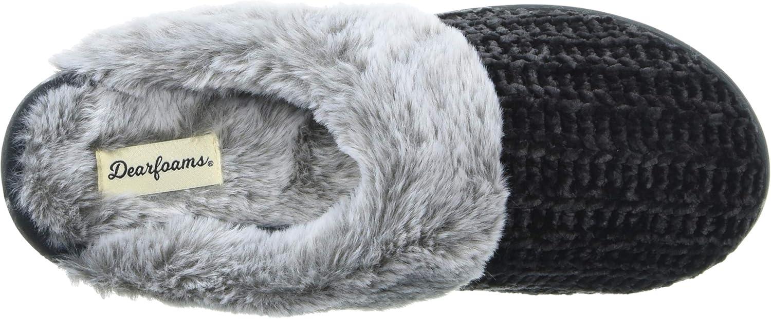 imageDearfoams womens Allison Fairisle Or Solid Chenille Knit ScuffBlack