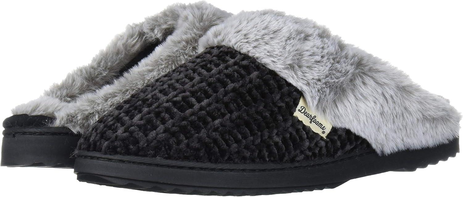 imageDearfoams womens Allison Fairisle Or Solid Chenille Knit ScuffBlack