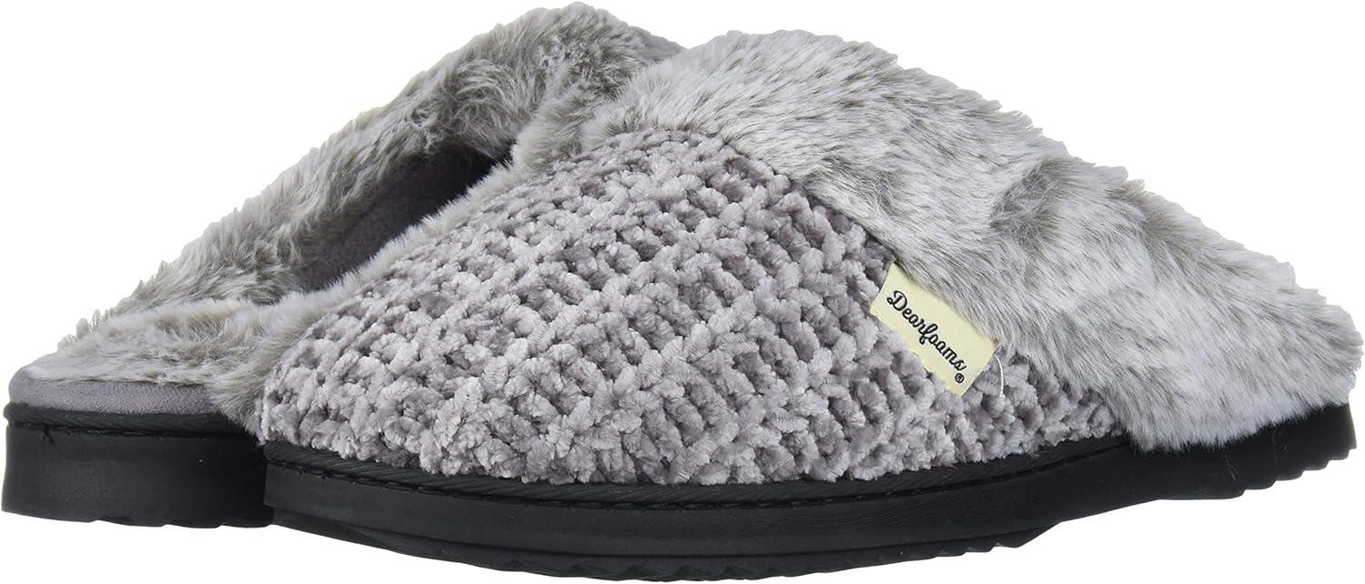 imageDearfoams womens Allison Fairisle Or Solid Chenille Knit ScuffGrey