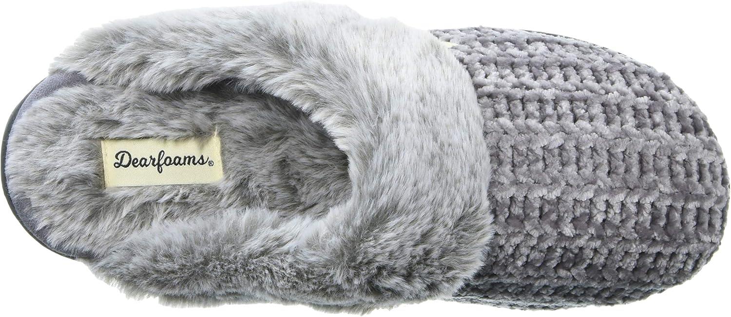 imageDearfoams womens Allison Fairisle Or Solid Chenille Knit ScuffGrey
