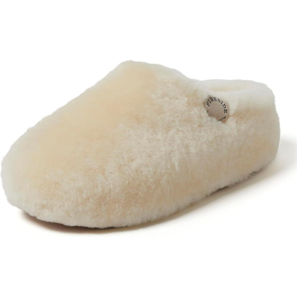 imageDearfoams Womens Fireside Maryboro Plush Shearling Wrapped Platform Clog SlipperNatural
