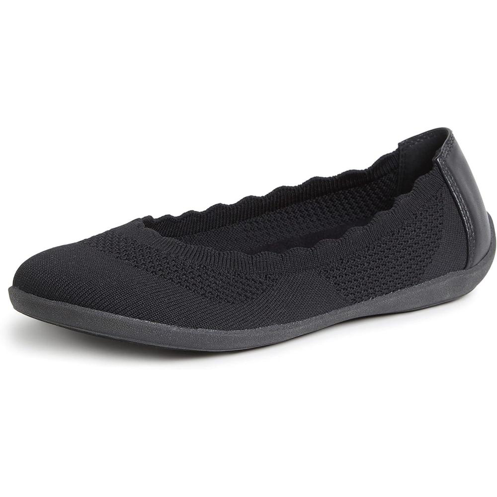 imageDearfoams Womens Lightweight Washable Comfort Misty Ballet FlatsBlack