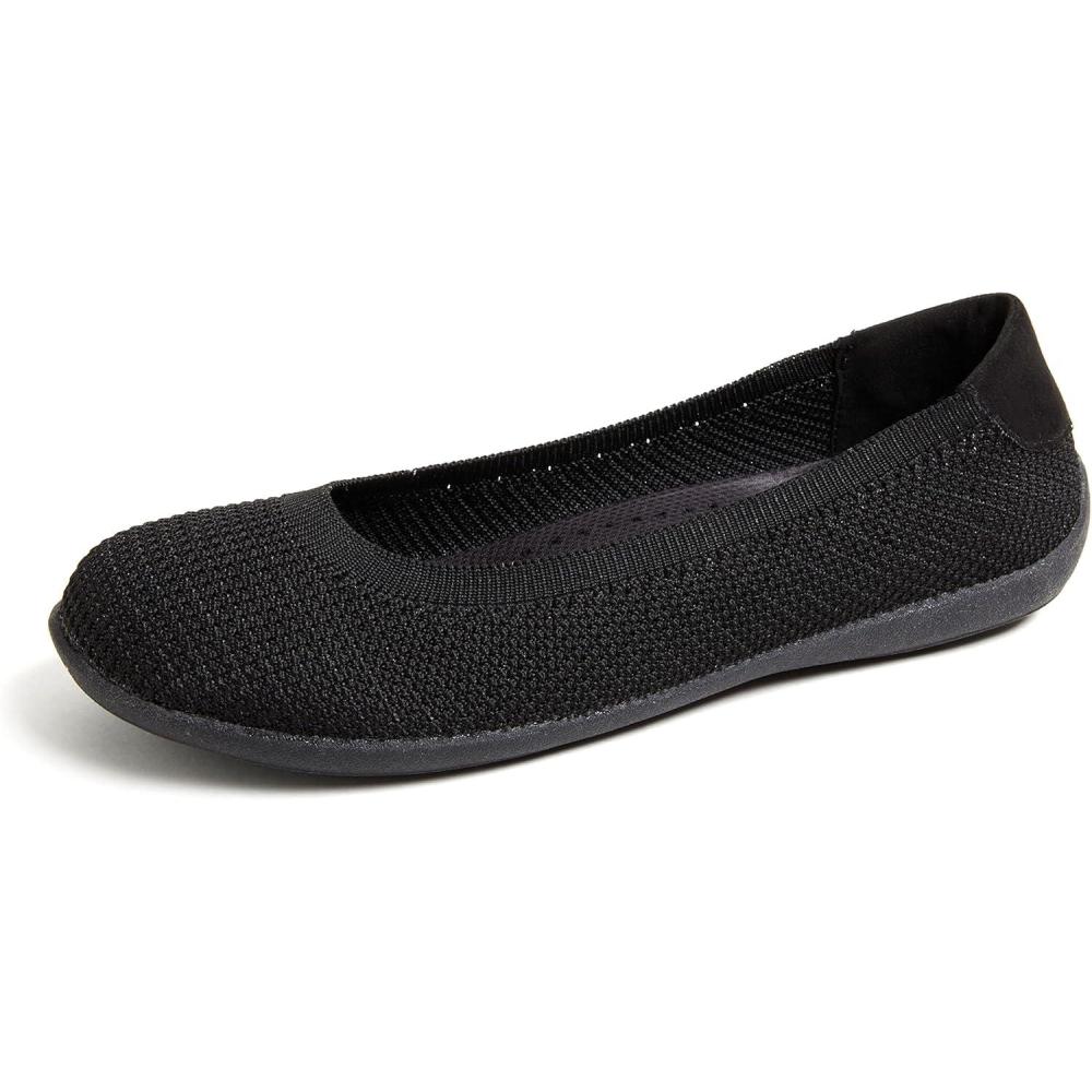 imageDearfoams Womens Lightweight Washable Comfort Misty Ballet FlatsBlack Knit