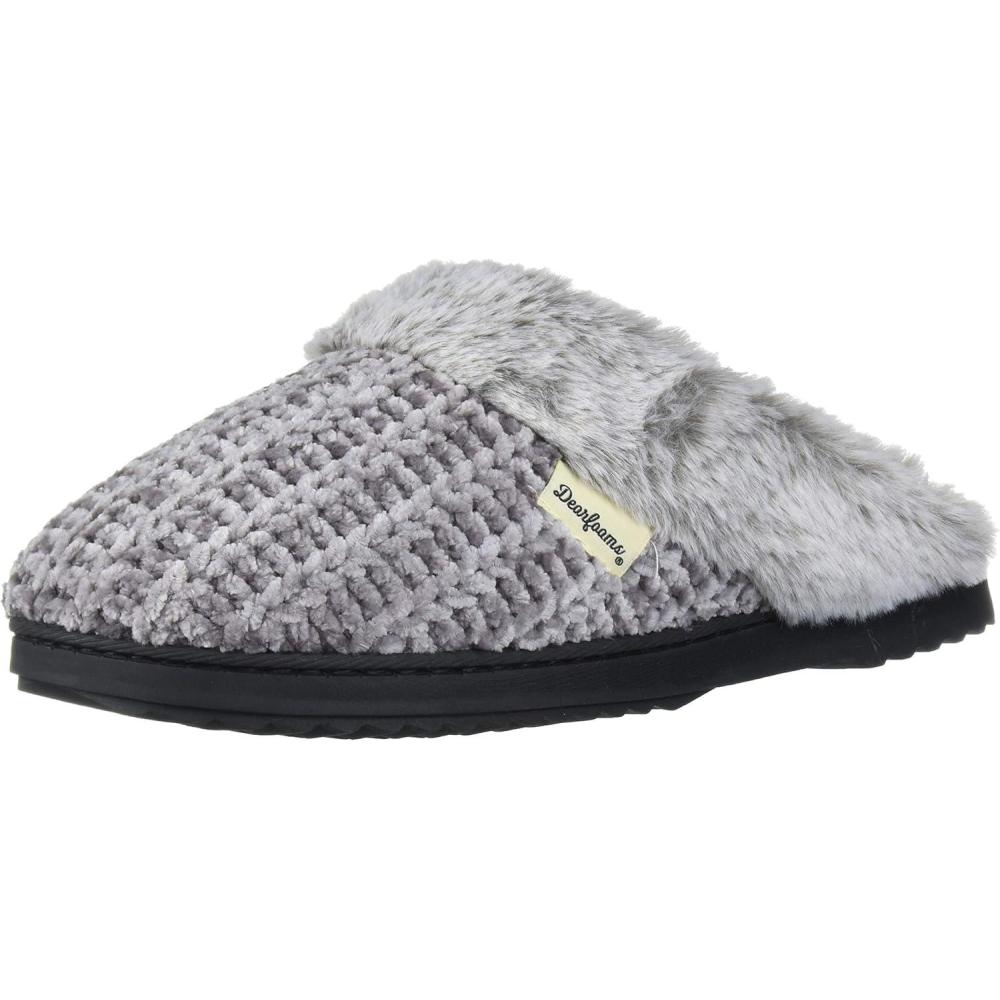 imageDearfoams womens Allison Fairisle Or Solid Chenille Knit ScuffGrey
