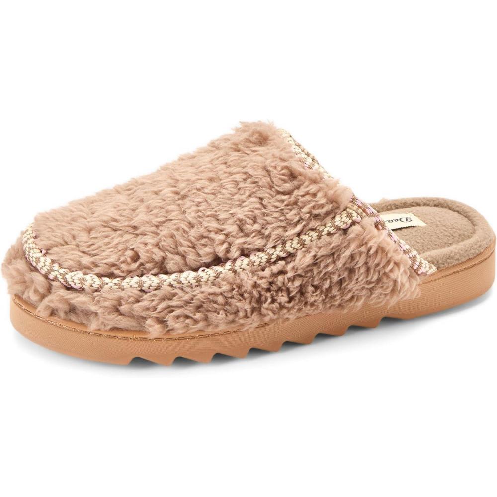 imageDearfoams womens Teddy Furry Raven Scuff House SlippersFossil