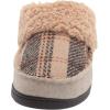 Dearfoams Women’s Elaine Blanket Plaid Moc Toe Clog Slipper(Latte)