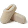 Dearfoams Women’s Fireside Maryboro Plush Shearling Wrapped Platform Clog Slipper(Natural)