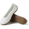 Dearfoams Women’s Lightweight Washable Comfort Misty Ballet Flats(White)