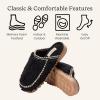 Dearfoams womens Teddy Furry Raven Scuff House Slippers(Black)