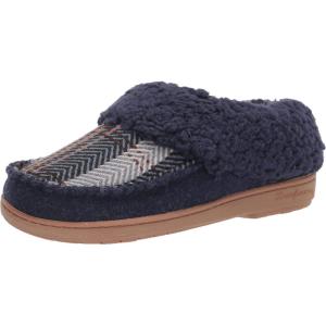 Dearfoams Women’s Elaine Blanket Plaid Moc Toe Clog Slipper(Peacoat)