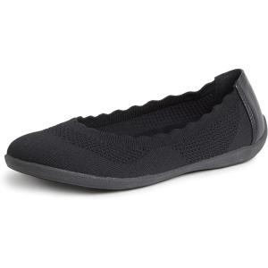 Dearfoams Women’s Lightweight Washable Comfort Misty Ballet Flats(Black)