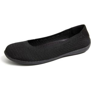 Dearfoams Women’s Lightweight Washable Comfort Misty Ballet Flats(Black Knit)