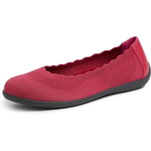 Dearfoams Women’s Lightweight Washable Comfort Misty Ballet Flats(Venetian Red)