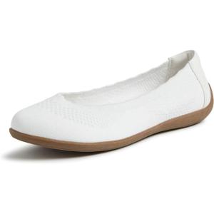Dearfoams Women’s Lightweight Washable Comfort Misty Ballet Flats(White)