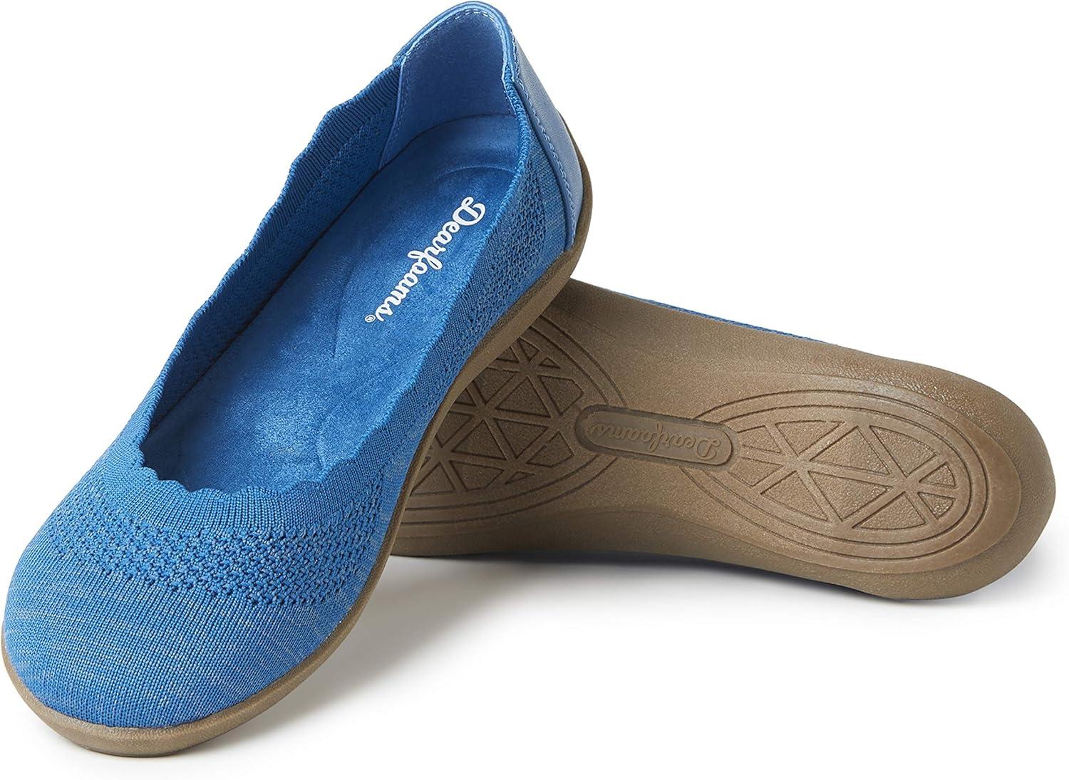 imageDearfoams Womens Lightweight Washable Comfort Misty Ballet FlatsClassic Blue