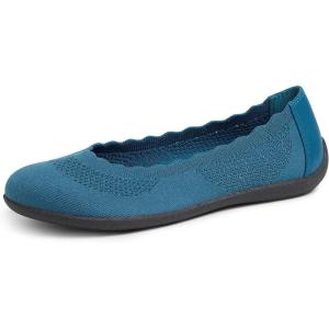 Dearfoams Women’s Lightweight Washable Comfort Misty Ballet Flats(Blue Coral)