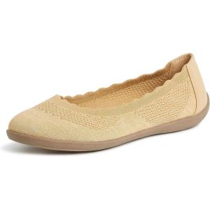 Dearfoams Women’s Lightweight Washable Comfort Misty Ballet Flats(Curry)