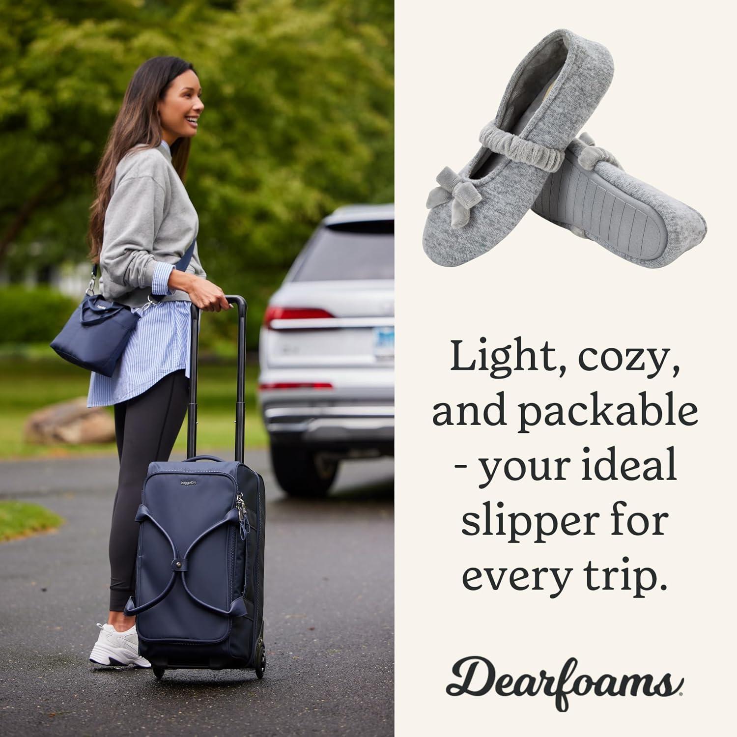 imageDearfoams womens Memory Foam Harmony Knit Maryjane House Shoe SlipperLight Heather Grey