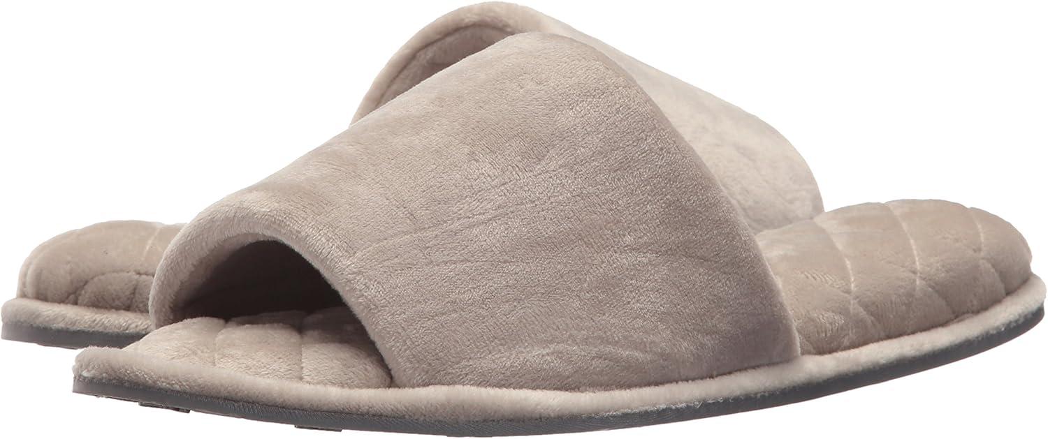 imageDearfoams womens Slipper Memory Foam Summer House Shoe Beatrice Terry SlidePewter Velour