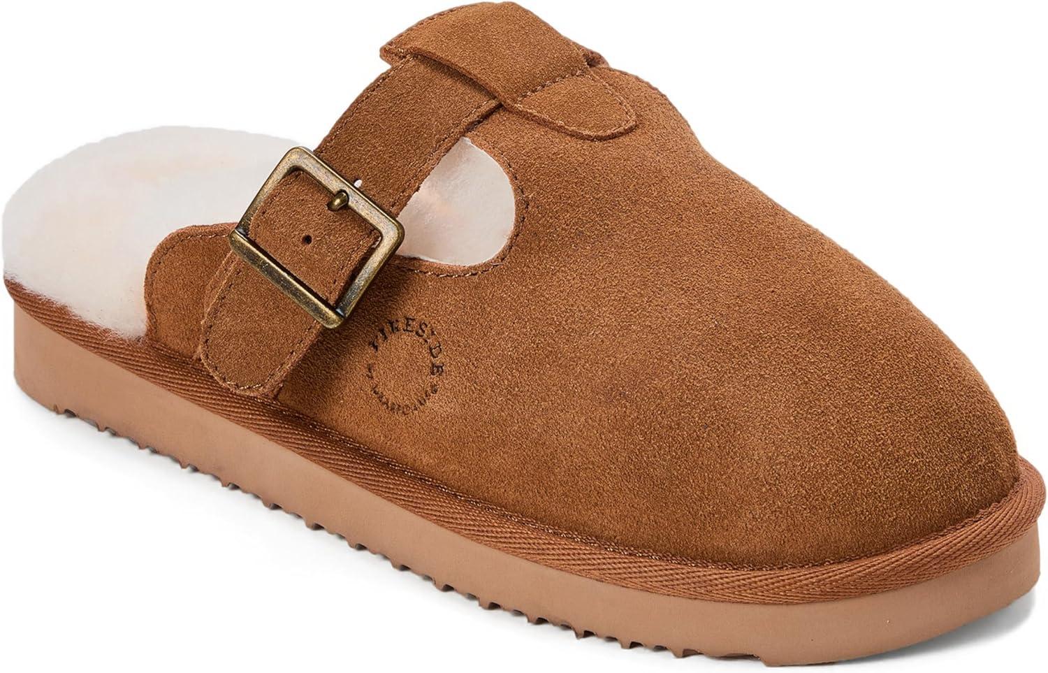 imageFireside By Dearfoams Maitland Womens Slippers Genuine Shearling Suede Scuff Memory Foam House Shoes IndoorOutdoor