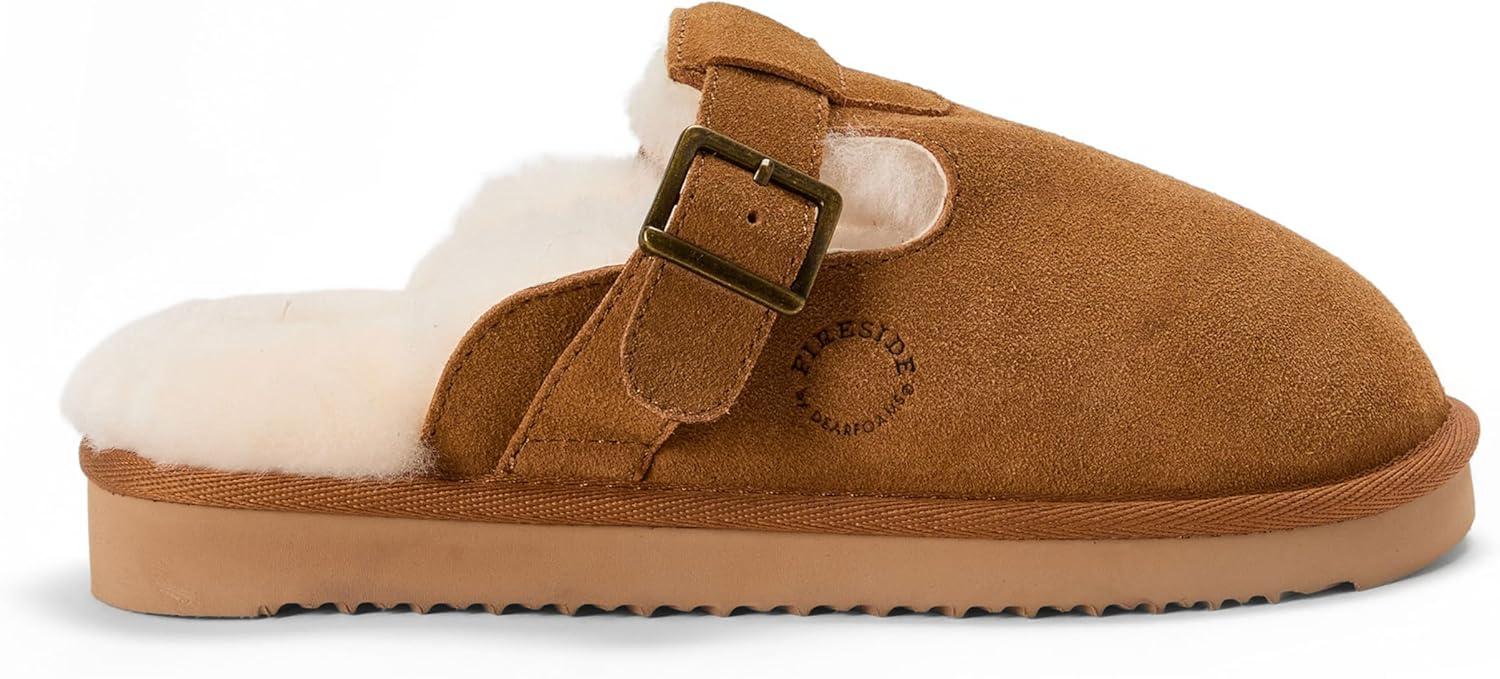 imageFireside By Dearfoams Maitland Womens Slippers Genuine Shearling Suede Scuff Memory Foam House Shoes IndoorOutdoor