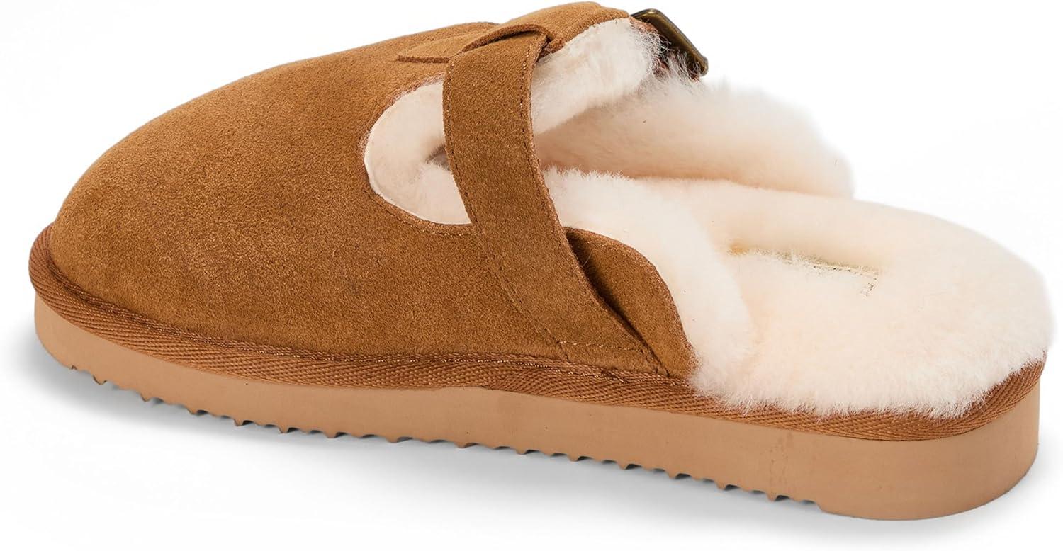 imageFireside By Dearfoams Maitland Womens Slippers Genuine Shearling Suede Scuff Memory Foam House Shoes IndoorOutdoor
