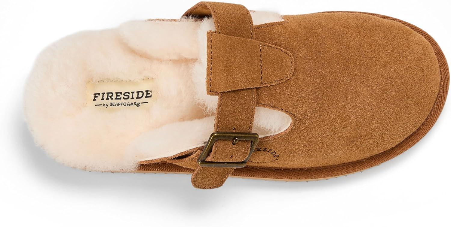 imageFireside By Dearfoams Maitland Womens Slippers Genuine Shearling Suede Scuff Memory Foam House Shoes IndoorOutdoor