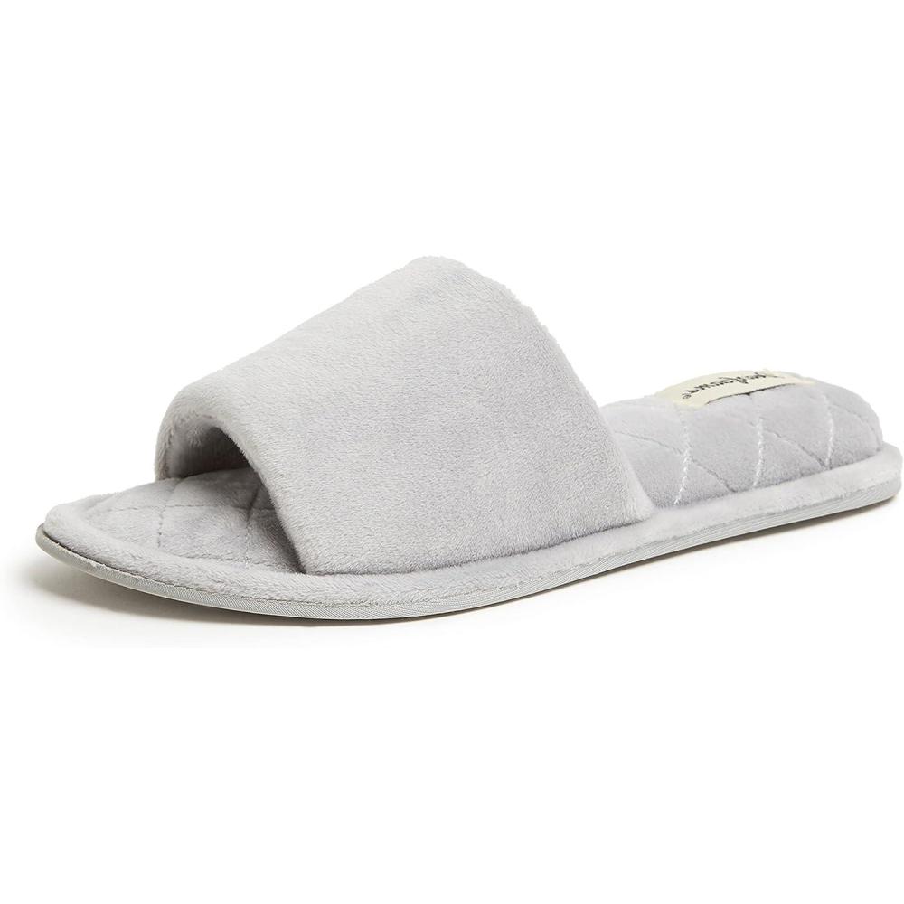imageDearfoams womens Slipper Memory Foam Summer House Shoe Beatrice Terry SlideSleet Velour