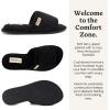 Dearfoams womens Slipper Memory Foam Summer House Shoe Beatrice Terry Slide(Black Terry)