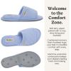 Dearfoams womens Slipper Memory Foam Summer House Shoe Beatrice Terry Slide(Iceberg Blue Terry)