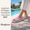 Dearfoams womens Slipper Memory Foam Summer House Shoe Beatrice Terry Slide(Purple Flower Velour)