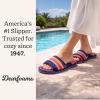 Dearfoams womens Slipper Memory Foam Summer House Shoe Beatrice Terry Slide(Terry Stripes)