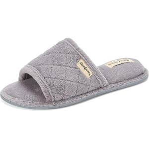 Dearfoams womens Slipper Memory Foam Summer House Shoe Beatrice Terry Slide(Medium Grey Terry)