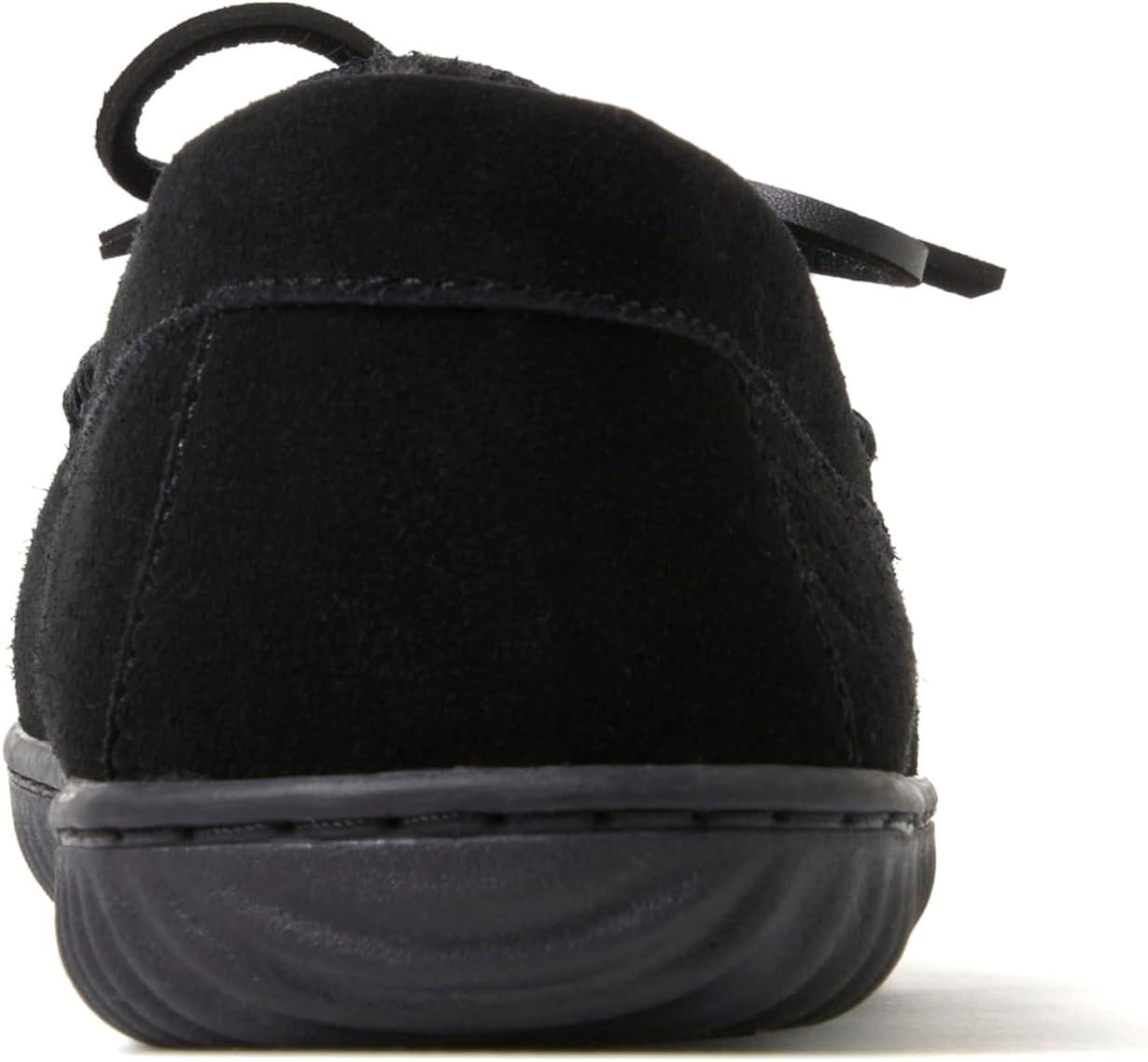 imageDearfoams Mens Hudson Genuine Suede Memory Foam Moccasin With Tie SlipperBlack 2