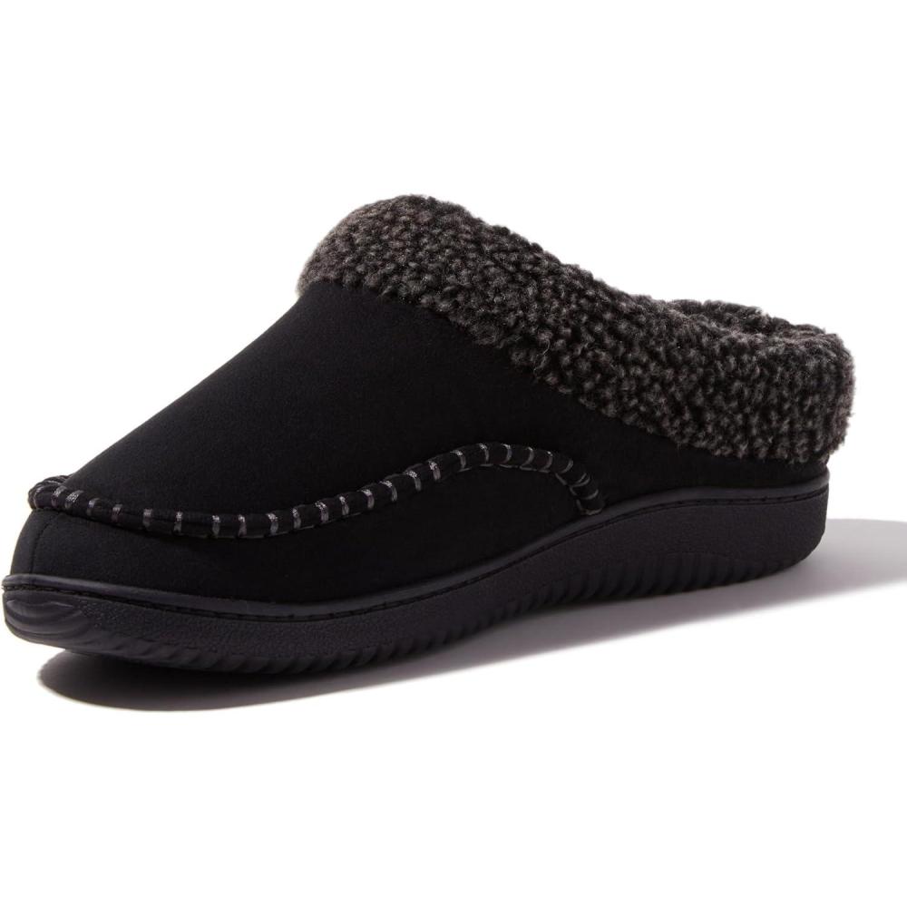 imageDearfoams Mens Breathable Memory Foam Slip on Marshall Indoor House Shoe Moccasin SlipperBlack