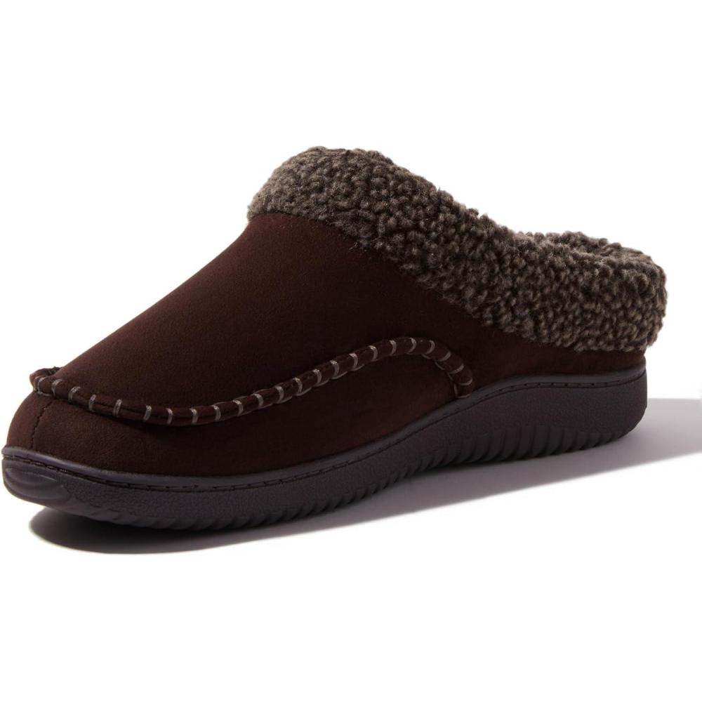 imageDearfoams Mens Breathable Memory Foam Slip on Marshall Indoor House Shoe Moccasin SlipperCoffee