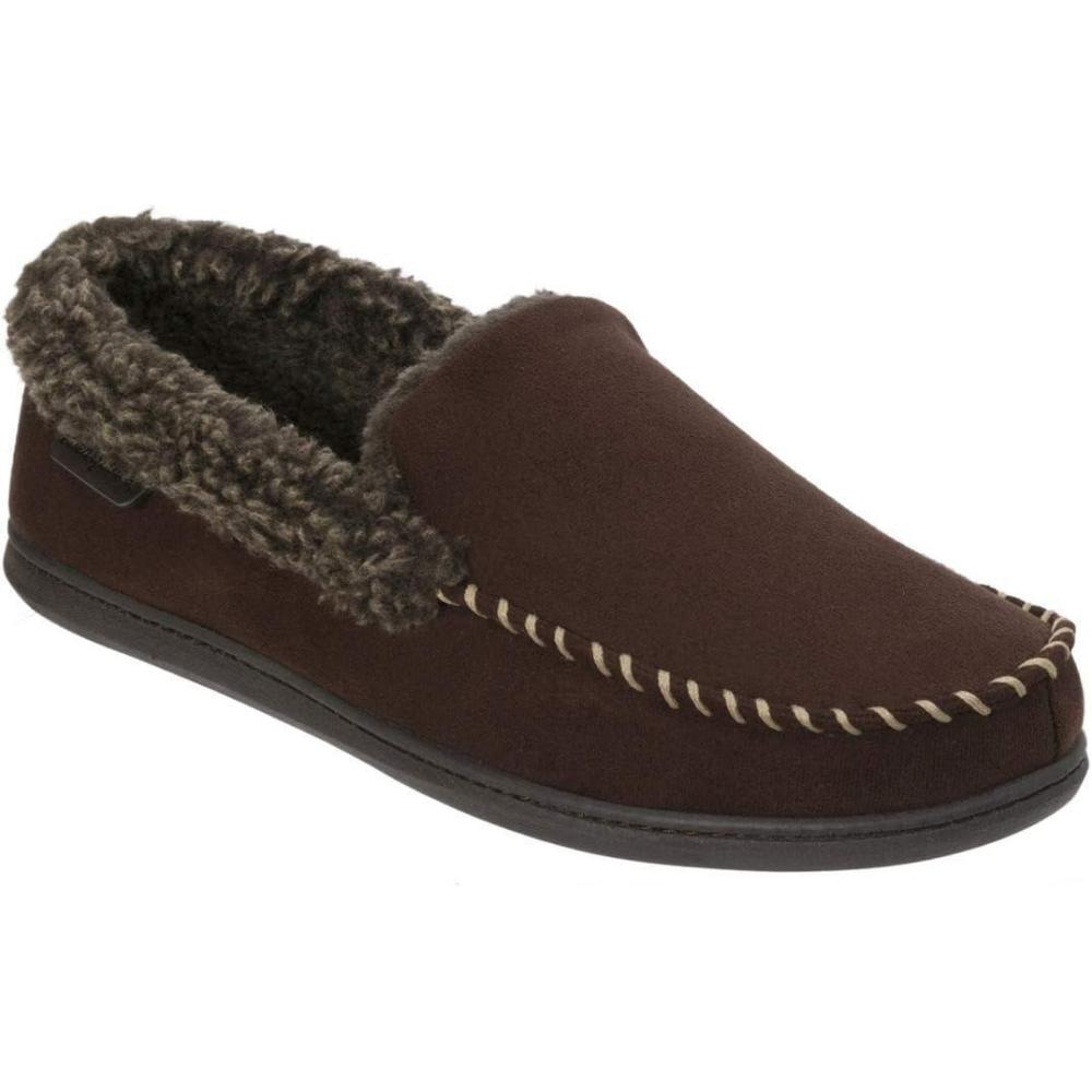 imageDearfoams Mens Microsuede Moc Whipstitch Mem Foam SlipperCoffee
