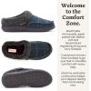 Dearfoams Men’s Breathable Memory Foam Slip on Marshall Indoor House Shoe Moccasin Slipper(Navy Plaid)