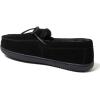 Dearfoams Men’s Hudson Genuine Suede Memory Foam Moccasin With Tie Slipper(Black 2)